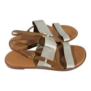Cole Haan W25346 Metallic Leather Strappy Flat Sandals Women’s 8.5B Gold Tan